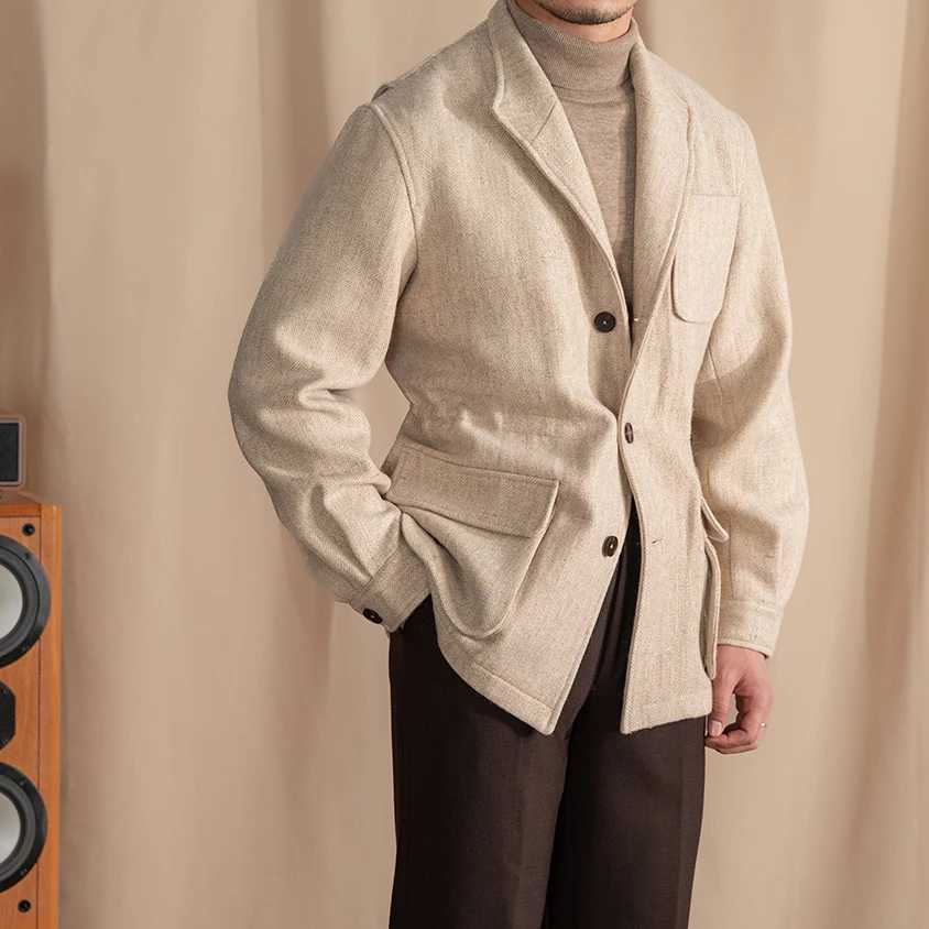 Mr. Dr. Thr 100% Wool Gentleman Jacket Winter Retro Warm Tw Collar UK Hunting Teda Jacket W241102