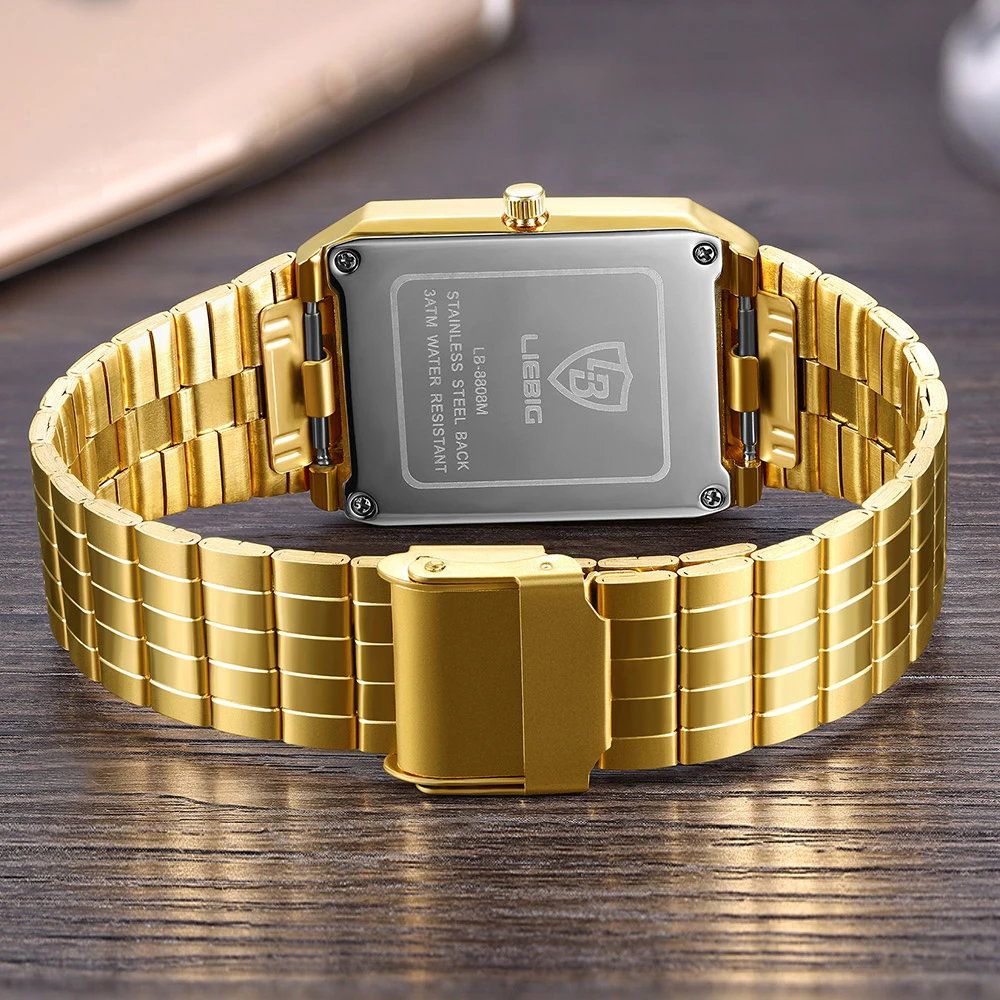 Golden Quartz Watch Men Women Watches relogio masculino 2025 new Gold Bracelet Wrist Watches Steel Female Male Clock 8808