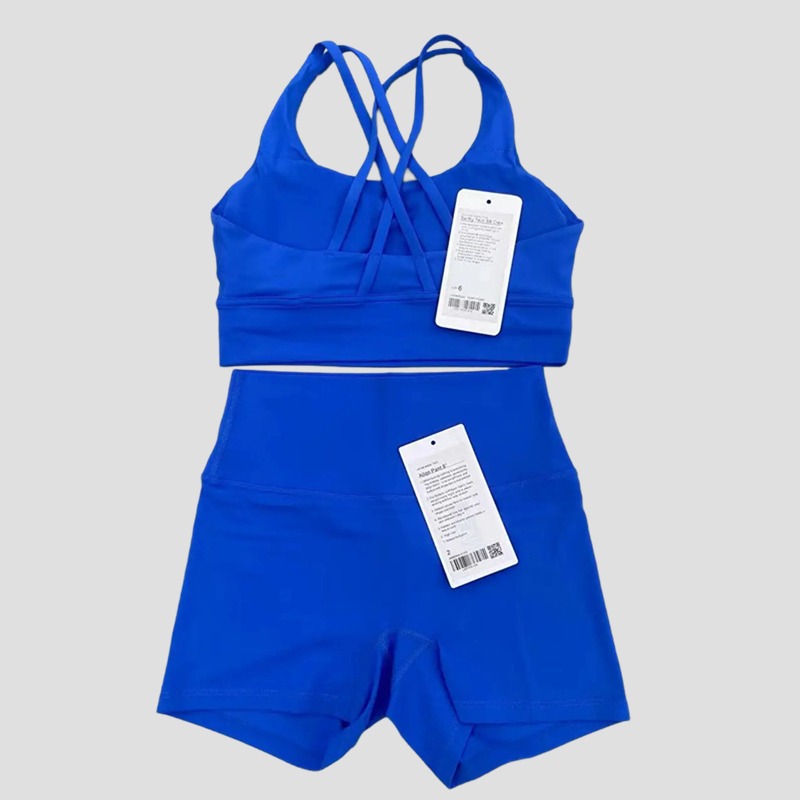 Women Two Pieces Yoga Set Backcross Sport Bra Fiess Tank Top High Waisted Workout Tights Biker Gym Shorts Tracksuits Activewear