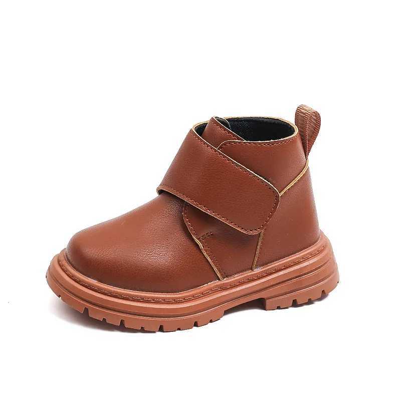 Autumn New Childrens Leather Boots Solid Color Casual Girls Boots Thick Bottom Anti slip Boys Short Boots Fashion Childrens Shoes M241102
