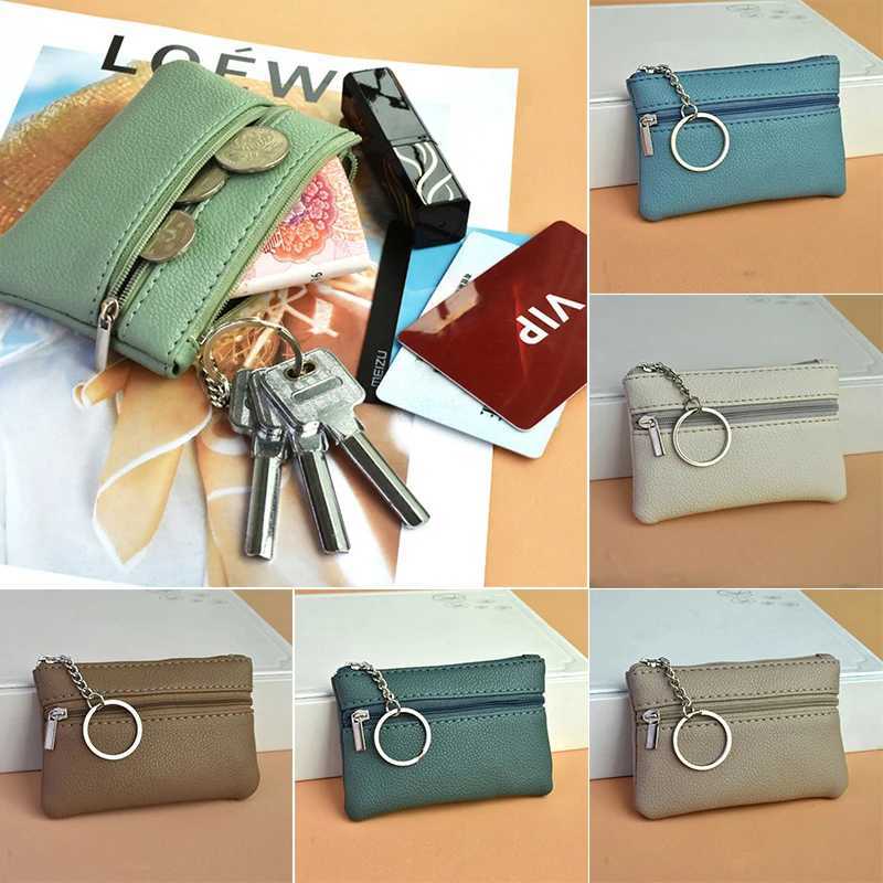 2023 Mini Multi-color PU Leather Small Coin Purse Light Top Layer Cowhide Zipper Key Case Solid Color Coin Loose Mey Bag INSXJ241111
