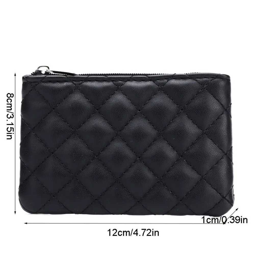 Fi Square Rhombic Lattice Coin Purse Solid Color PU Leather Handbag Wallet Zipper Purse Holder WomenXJ241111