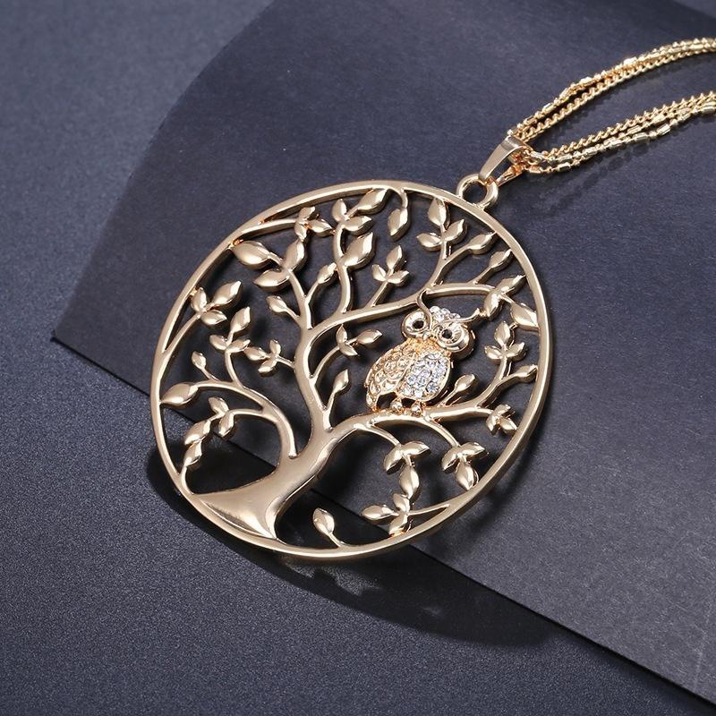 2022 Personality Owl Pendant Necklace for Women Creative Life Tree Hollow Necklace Designer Jewelry Gift Collares Para Mujer