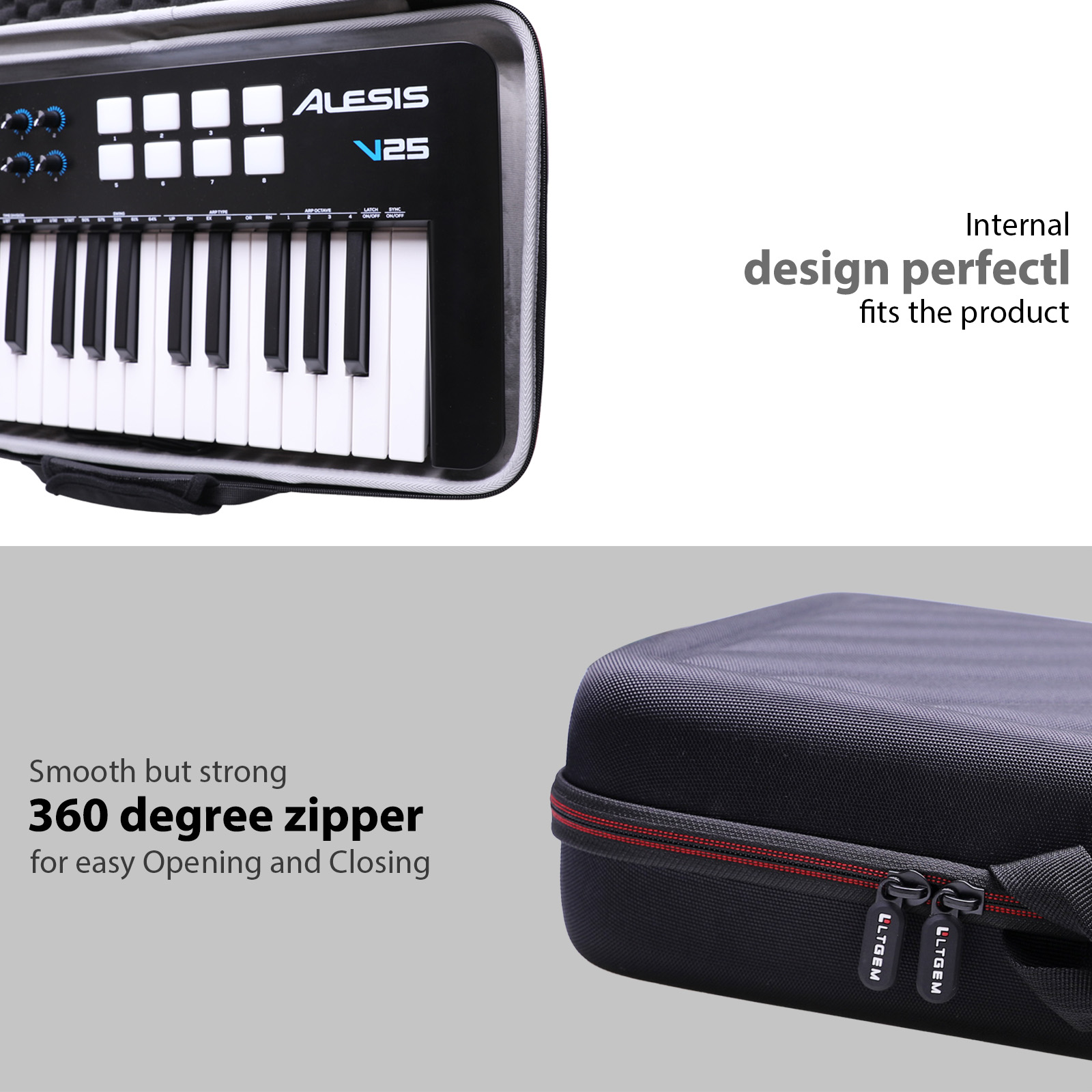 LTGEM EVA Case for Alesis V25 MKII USB MIDI Keyboard Controller with 25 Velocity Sensitive Keys, Musical Instrument Storage Case