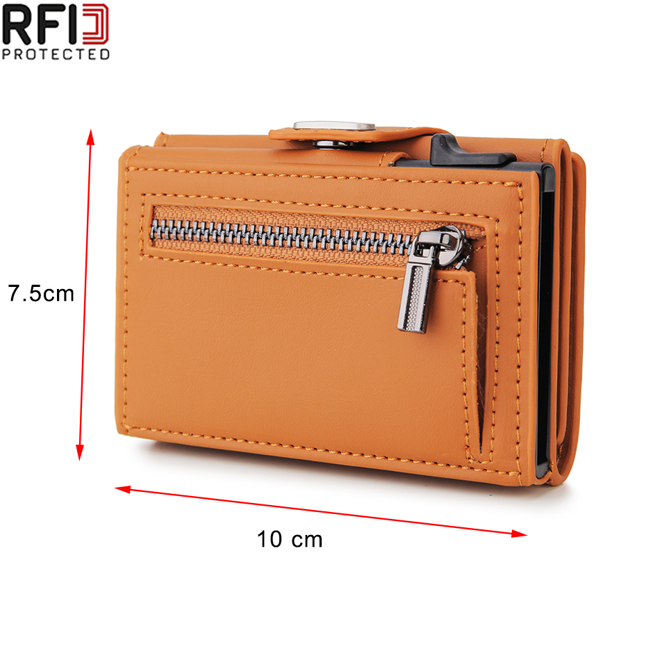 Choice Fashion Aluminum Credit Card Wallet RFID Blocking Trifold Smart Luxury Leather Men Wallets Slim with Coin Pocket Vallet