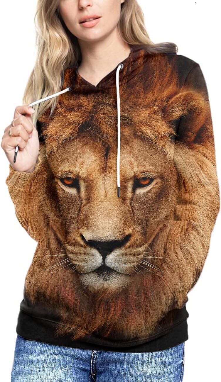 Hoodie for Mens Womens Unisex 3D Printed Hoodies Casual Workout Hoodie Sweater Sweatshirt Graphic Hoodies Three-dimensional lion sweatshirt Pullover L