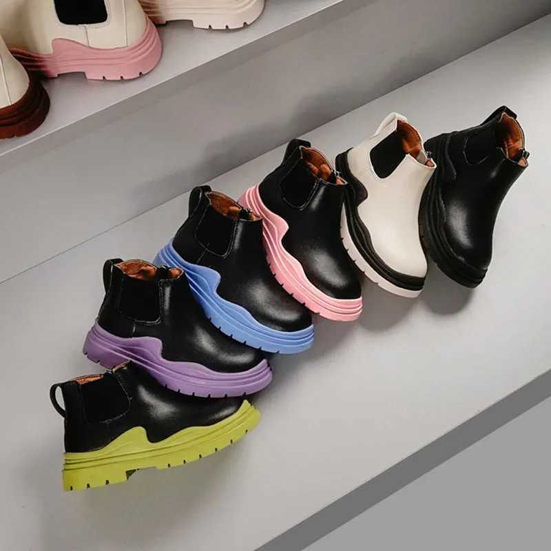 Childrens chimney boots spring/summer new fashionable leather boots childrens round toe casual shoes XZ169 M241102