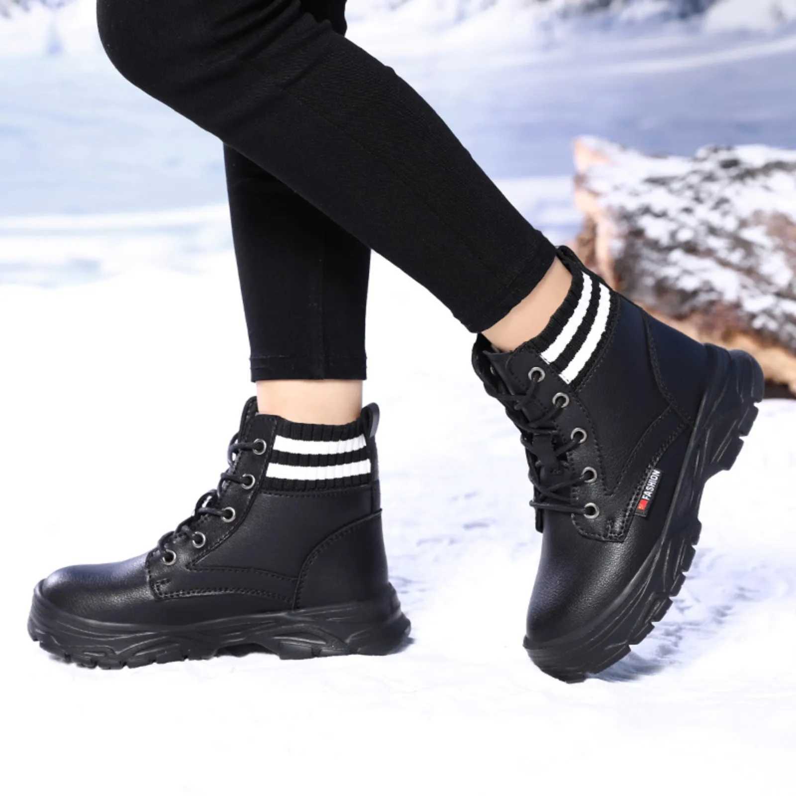 Short and chubby boots girls ankle boots womens shoes plush warm snow boots winter suede shoes childrens sports shoes Botas De Mujer M241102