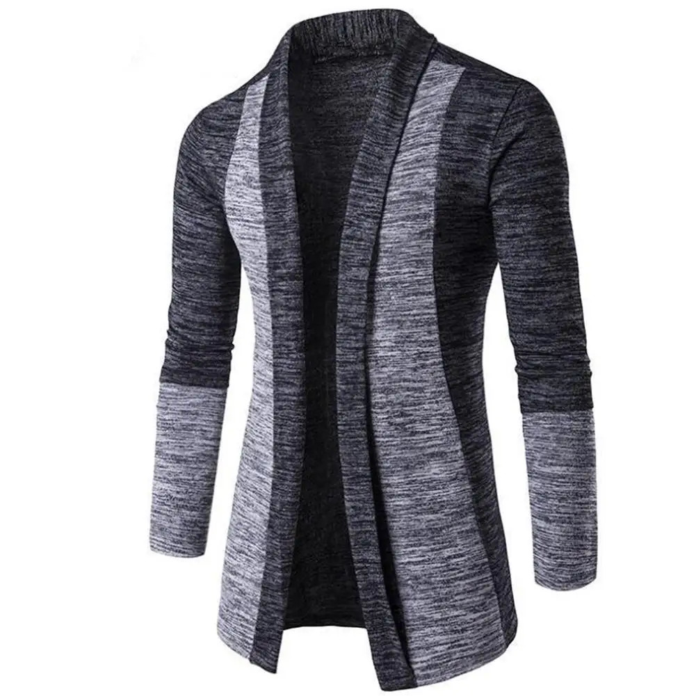 Retro Mens Sweater Cardigan Stitching Contrast Color Longsleeved Slimfit Jacket Jaqueta Masculina Inverno 241024