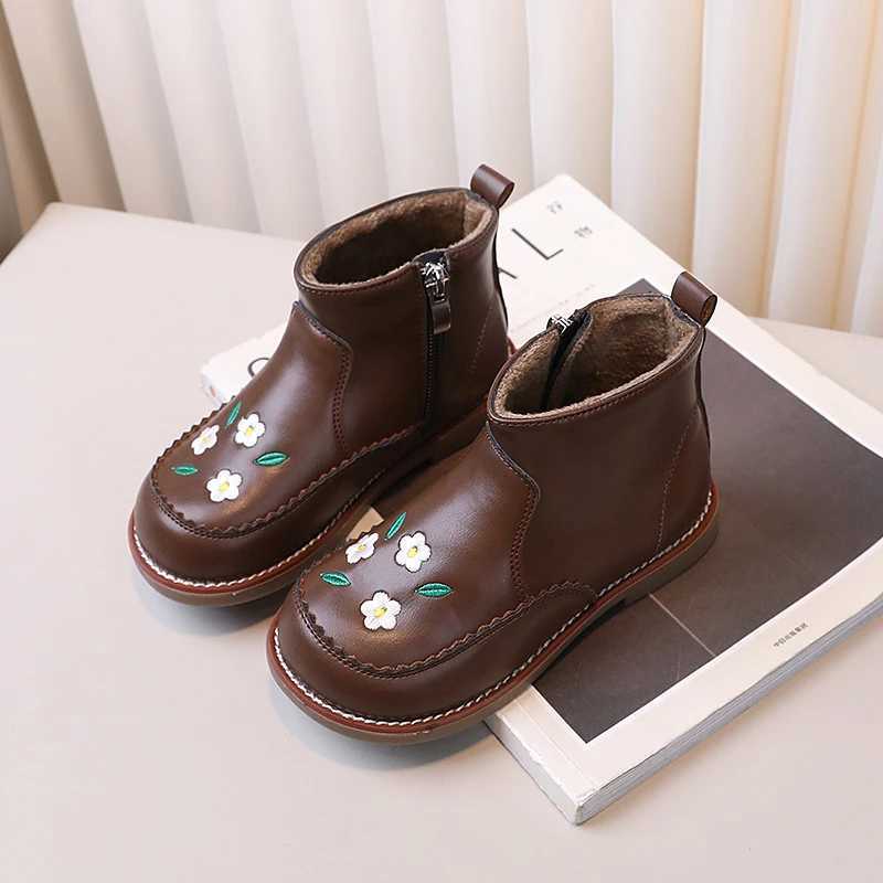 Girl Embroidered Princess Ankle Boots Sweet New Childrens Winter Boots Outdoor Warm Edition Childrens Fashion Cotton Boots M241102