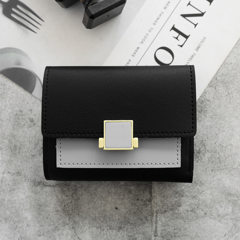 Small Wallet Women Short Cute 2025 Girls Wallet Patchwork Credit Bank Card new Holder Wallets Metal Buckle Purses Female Coin Purse