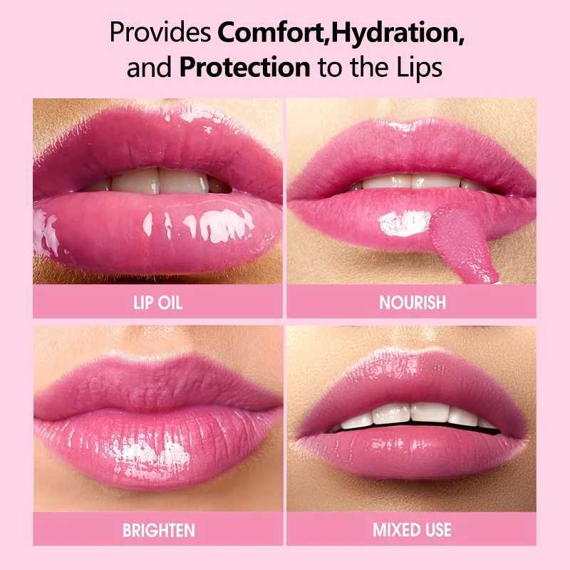 3 pieces of lip gloss color changing crystal jelly lip transparent glass lip oil moisturizing sparkling liquid oral red lip makeup W241101