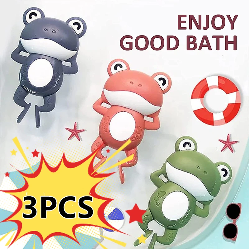New Bath Toys for Toddlers new 2025 Chain Clockwork Swim Backstroke Little Frog Baby Bathe Cute Appease Animal Toy Gift Bath Toys Kids
