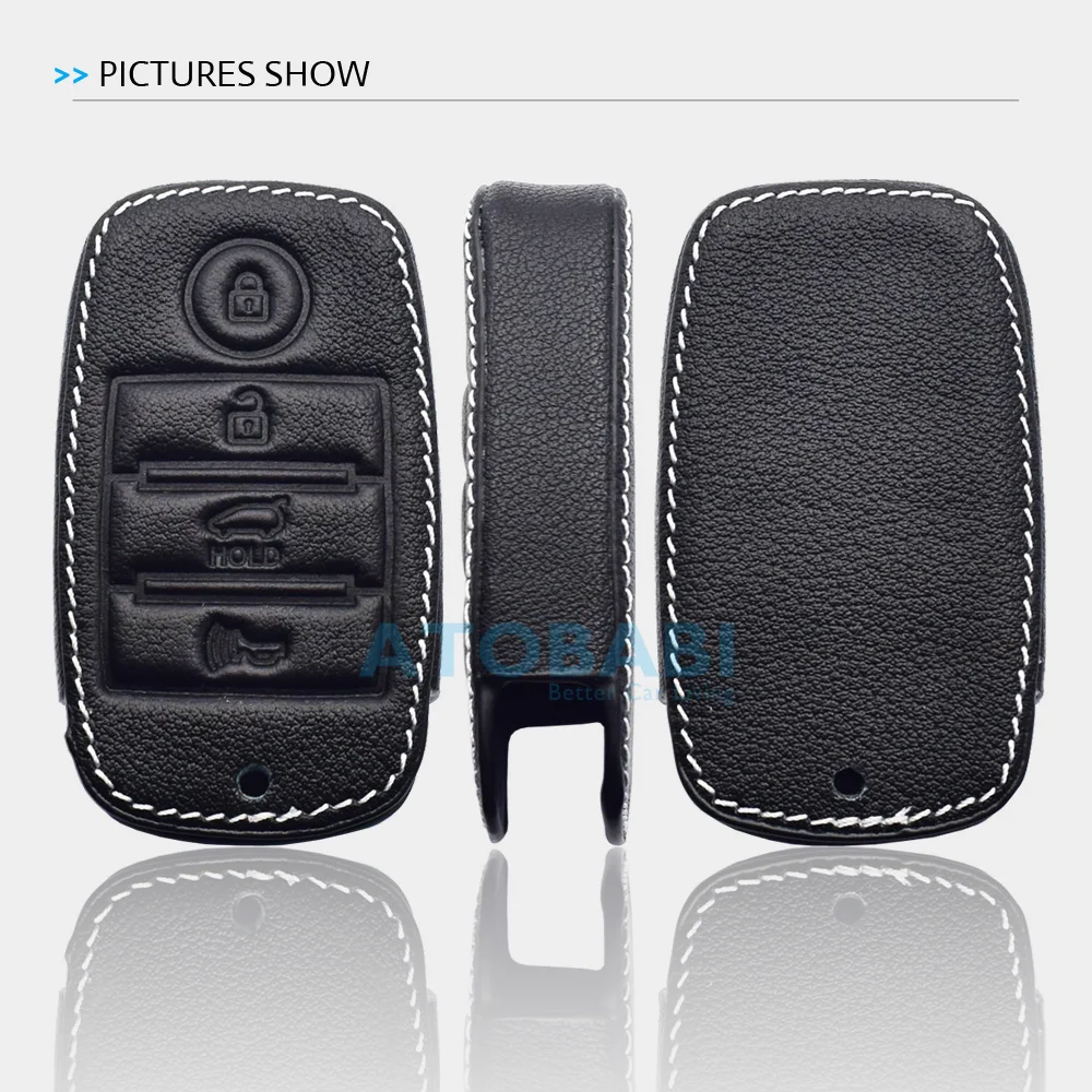 ATOBABI Leather Car Key Case For 2025 Kia Soul Carnival Sedona Niro Sorento Sportage Rio Forte Optima new 4 Buttons Smart Remote Cover