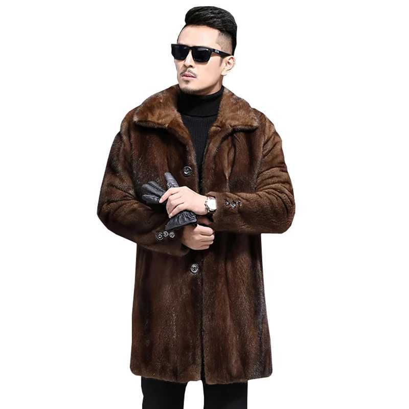 Mens l Mink Fur Jackets Winter Fur Coat Men Long Luxury Jacket Brown Mens Mink Coat A fur coat for a warm coat Warm leisureXJ241102