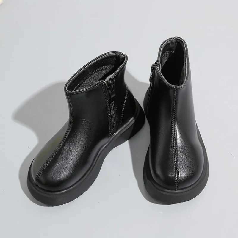 Childrens autumn boots fashionable round toe PU leather childrens single boots shoulder Versatile Spring girls ankle boots thick sole M241102