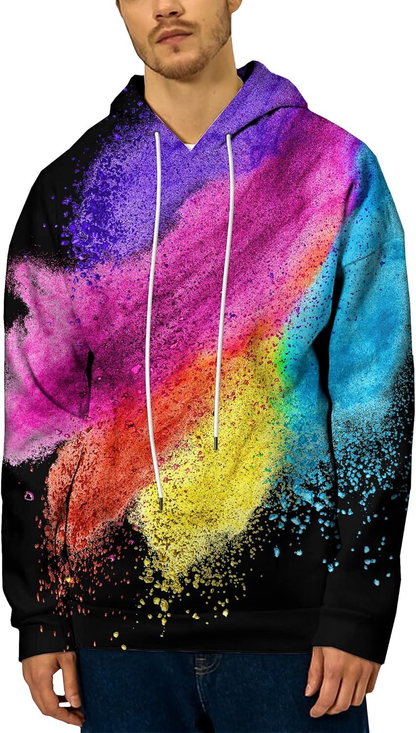 Hoodie for Mens Womens Unisex 3D Printed Hoodies Graphic Pullover Hooded Dreamy rainbow fSweatshirt for Men Women Graphic Hoodies sweatshirt Pullover 