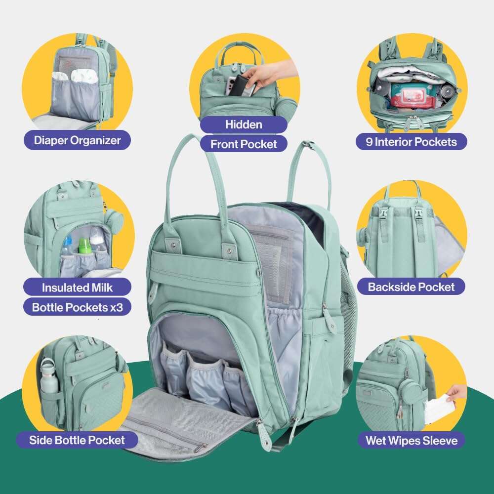 comfortable spacious diaper bag with builtin changing pad accessory storage for babies