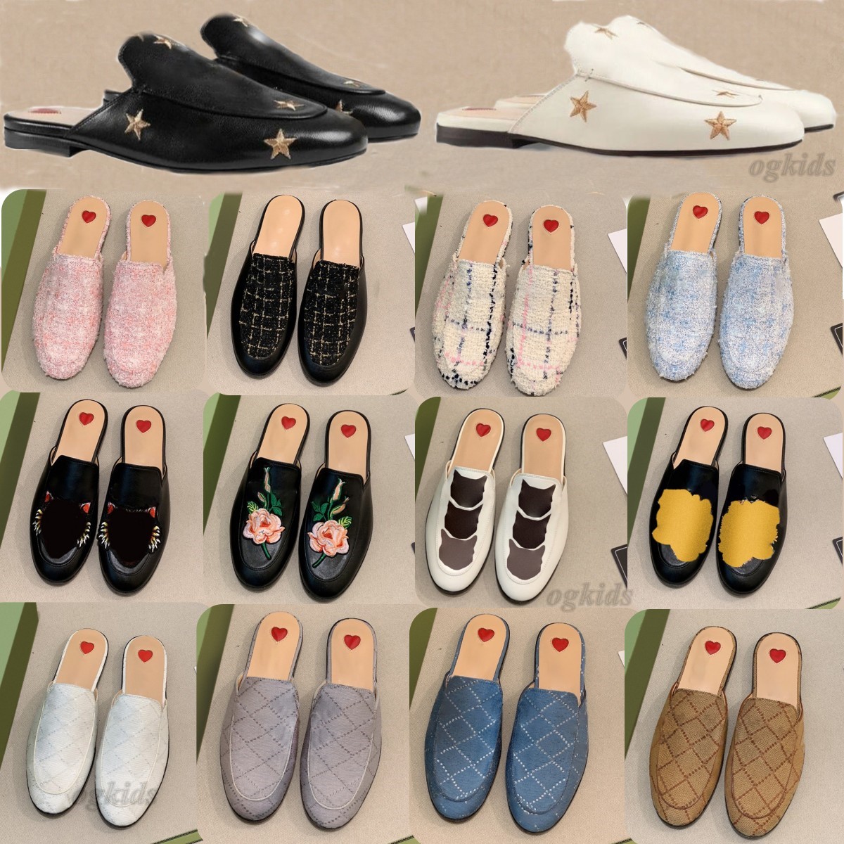 Designer Brand Slippers Womens Luxury Dress Shoes Leather Flats Lazy Loafers Denim Buckle Mueller Slipper Casual holiday Shoe