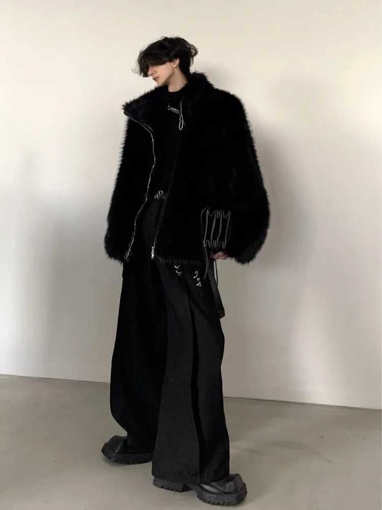 Korean Fashion Faux Mink Fur Jacket Men Winter Thickened Cotton Clothing Temperament Senior Sense of Streetwear Faux Fur CoatXJ241102