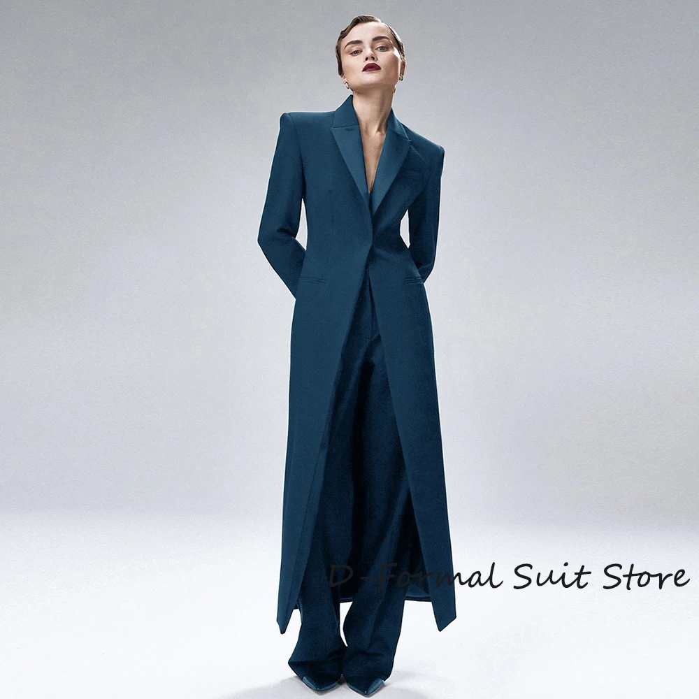 2023 New Women's 2 Piece Set Slim Fit Birthday Party Suit Long Coat + Straight Pants Temperament High 2025 Street new Blazer Suits