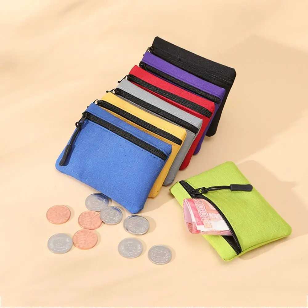 Solid Color Mini Coin Purse Unisex Zipper Canvas Coin Key Bag Kid Storage Pouch Mey PocketXJ241111