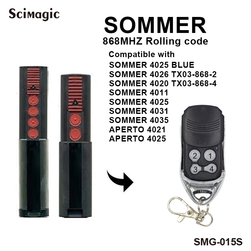 SOMMER APERTO 4025V000 Garage Remote new 2025 Control Rolling code 868.8 Mhz SOMMER 4020 TX03 868 4 Hand Transmitter
