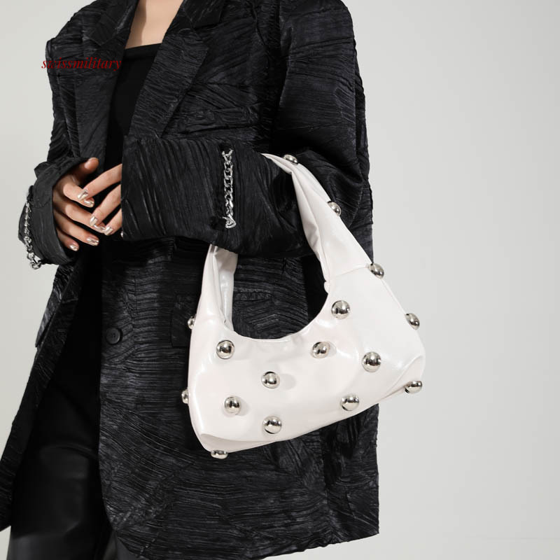 2024 New Riveted Ball Underarm Trendy Fashion, niche Design, Single Personalized Cross Shoulder Women's Bag #29 swissmilitary