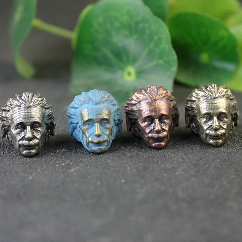 EDC Brass Great Physicist Head 2025 Sculpture Knife new Bead Lanyard Pendants Charms Paracord Bead DIY Umbrella Rope Bracelet Accessories