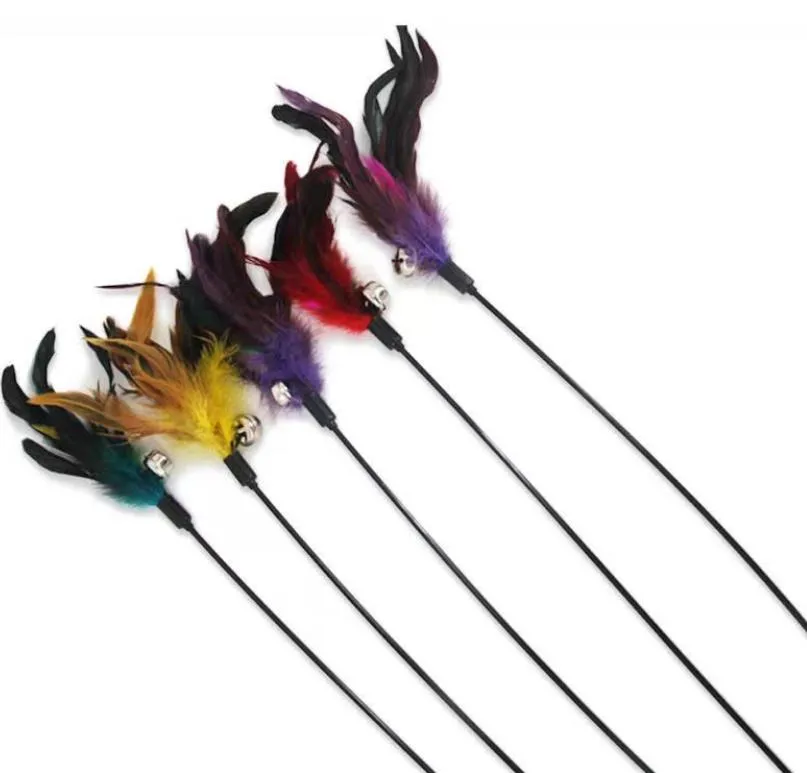 Cat Teaser Wand Toy Interactive Pet Kitten Birds Feather Play Sticks With Bell
