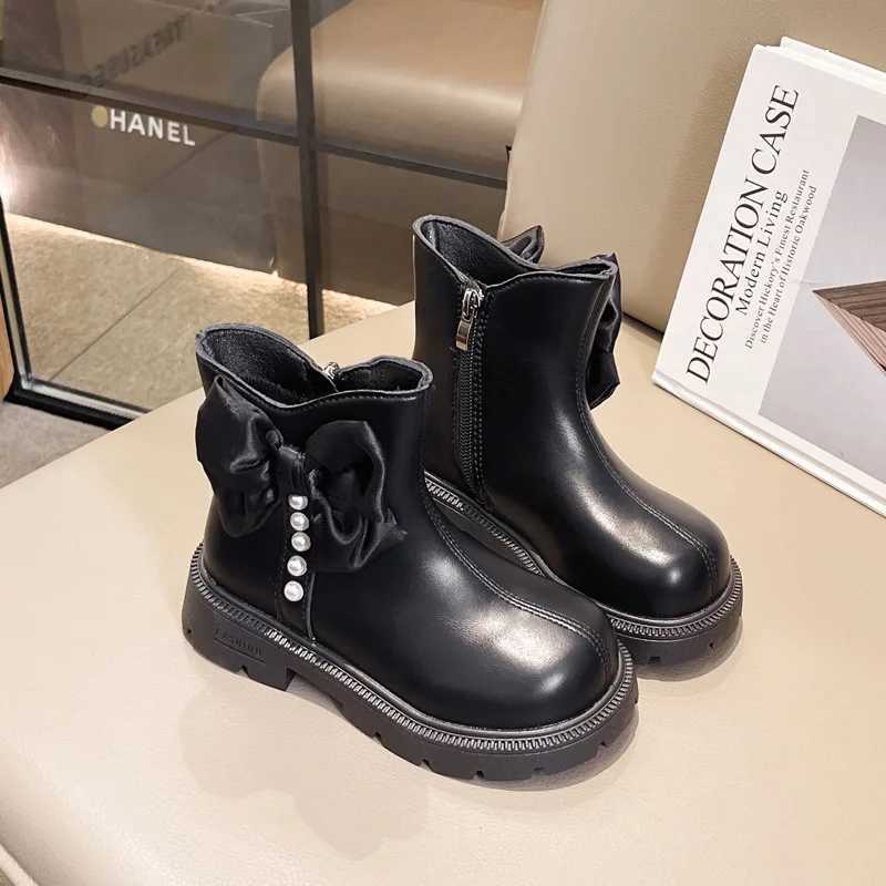 Winter childrens boots elegant and cute girl shoulder ankle boots thick soled childrens cotton boots fashionable bow new style M241102