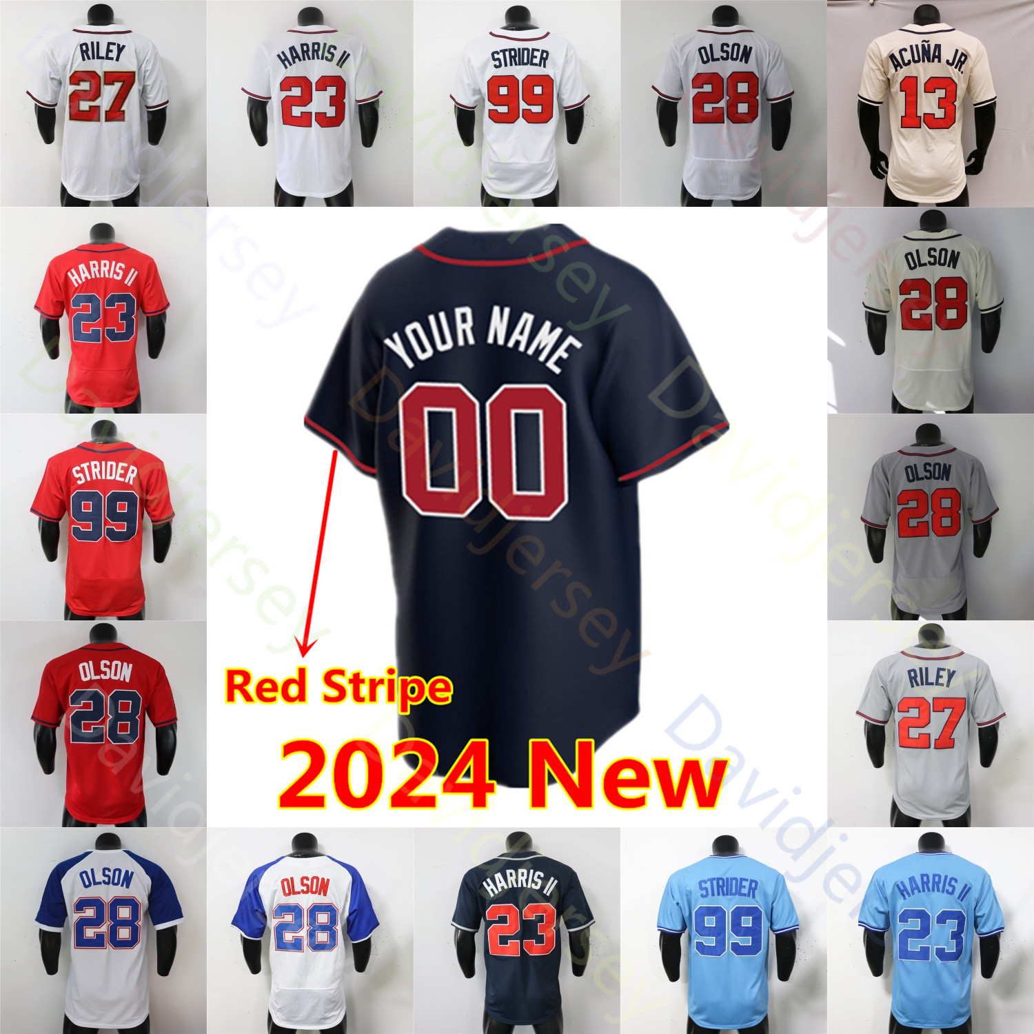 2023 City Baseball Jersey Ronald Acuna Jr. Michael Harris II Ozzie Albies Matt Olson Austin Riley Max Fried Spencer Strider Hank Aaron Jones Sanders Kelenic