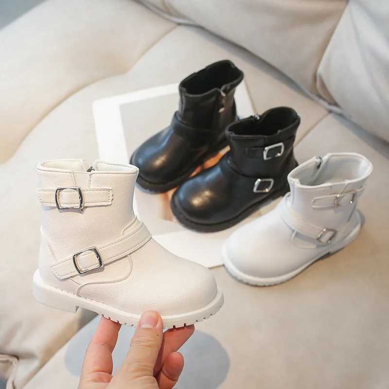 Childrens casual leather boots autumn winter soil color bimetallic zipper Versatle Boots girls short boots M241102