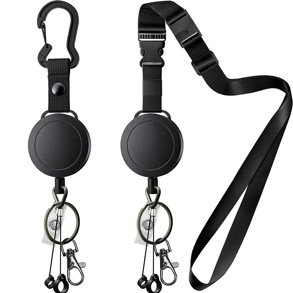 2pcs Retractable Badge Reel Id Lanyard Name Tag Card Badge Holder Reels Recoil Belt Key Ring Badge Clips Card Holder Keychain