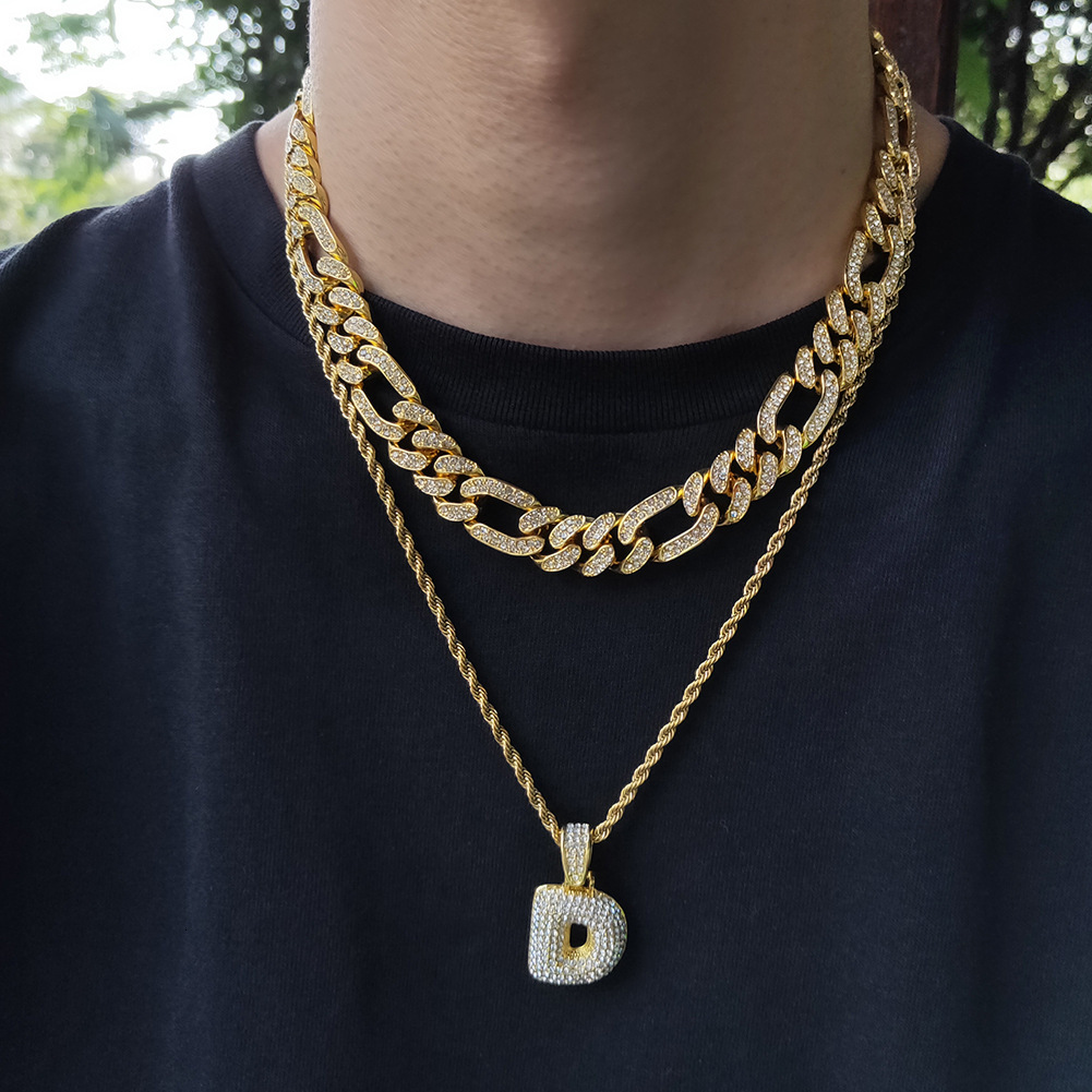 Hip Hop Mens Figaro Cuban Chain Necklace Choker Top Quality Iced Out Gemstone Rap Personality Alloy Rhinestone Miami Curb Link Chains Neck Jewelry Bij