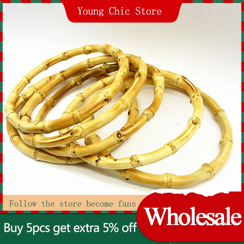 13cm 15cm Round Bamboo Bag Handle Replacement Women's Handbags Accessory For Handcrafted new Handbag 2025 DIY Bag Part Accessories