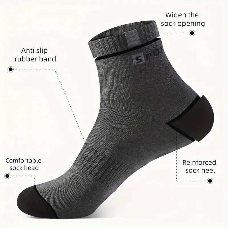 10pairs Men Anti-odor Breathable Sweat-absorbing Mid-calf Suitable For Outdoor Running LX241102