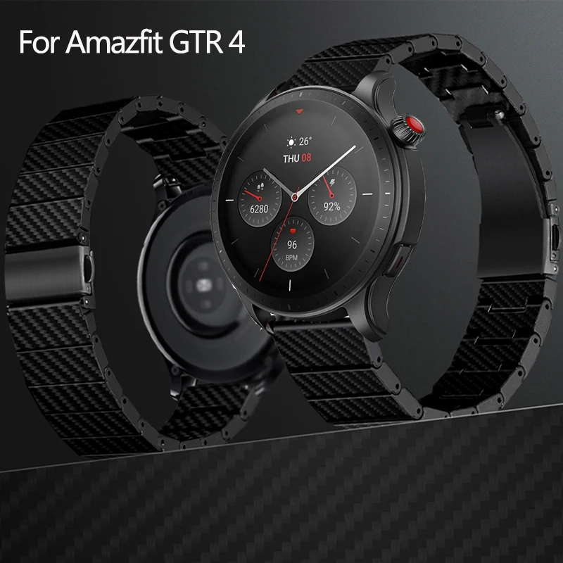Correa de fibra de carbono para Amazfit GTR 4, pulsera ligera para Amazfit Bip 3/GTS 4/2/2e/3/2/4Mini GTR3 3Pro GTR 42