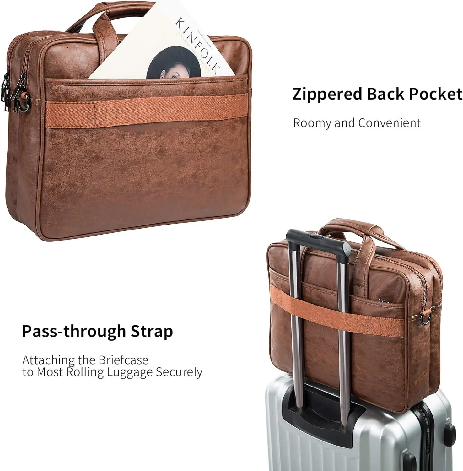 Large Capacity Briefcase MenS Business Shoulder Bag Retro Classical Leather WideStrap Crossbody For 173inches Laptop 241029