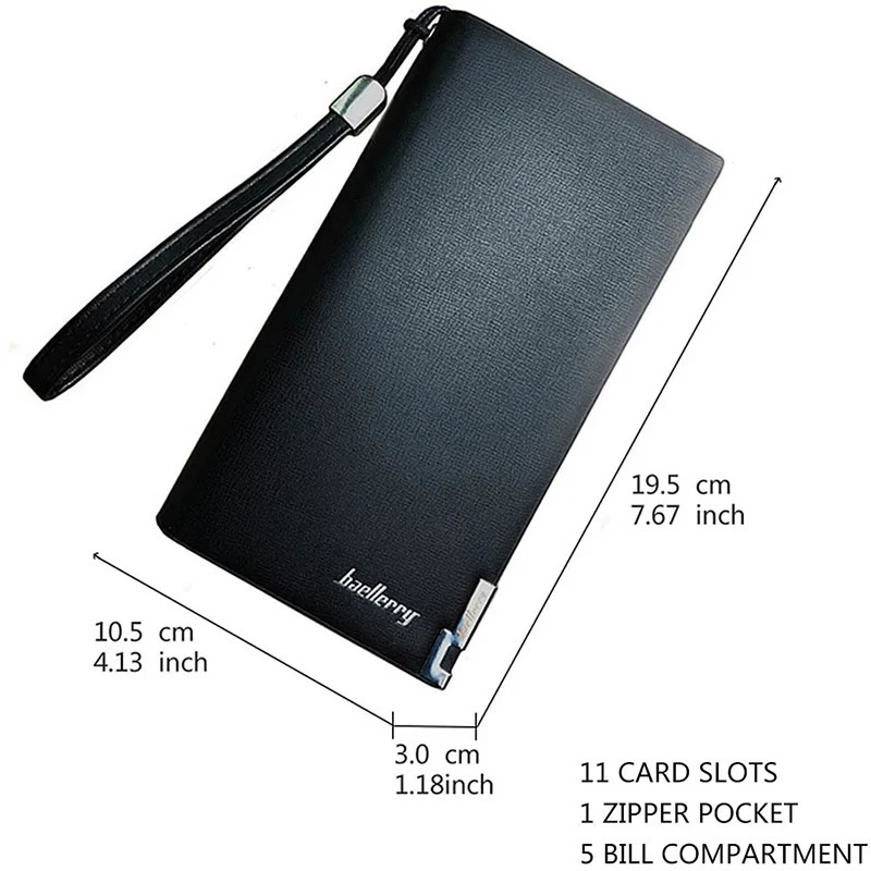 Baellerry Men Long Wallets Large Capacity Zipper Handbag Card Holder Male Purse Coin Pocket Clutch Wallet For 241029