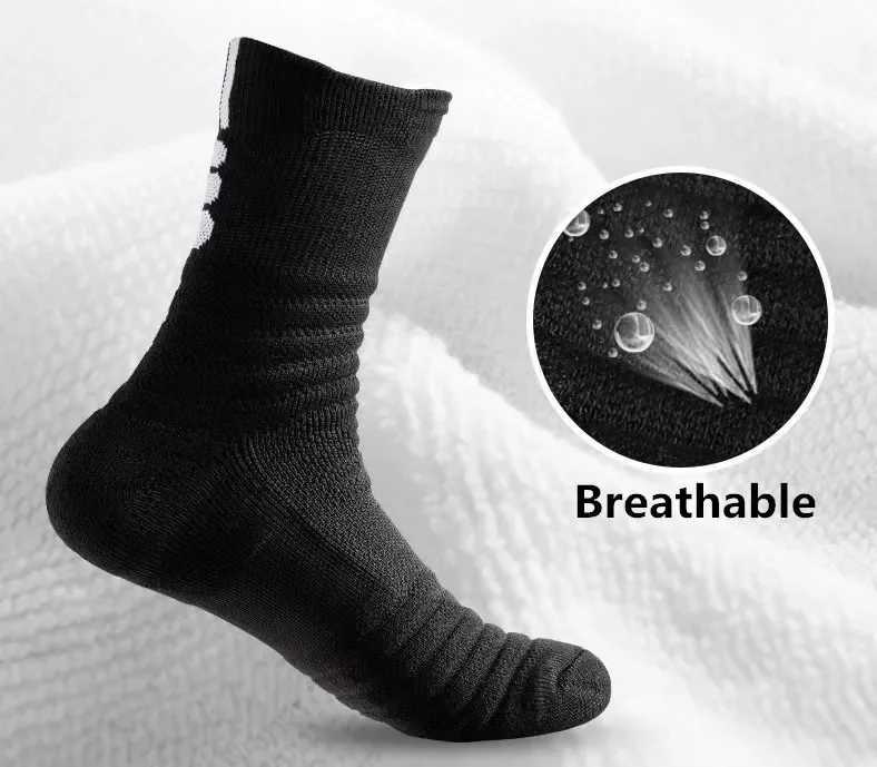 3pairs/Lot Mens Compression Stockings Breathable Basketball Sports Cycling Moisture Wicking High Elastic Tube LX241102