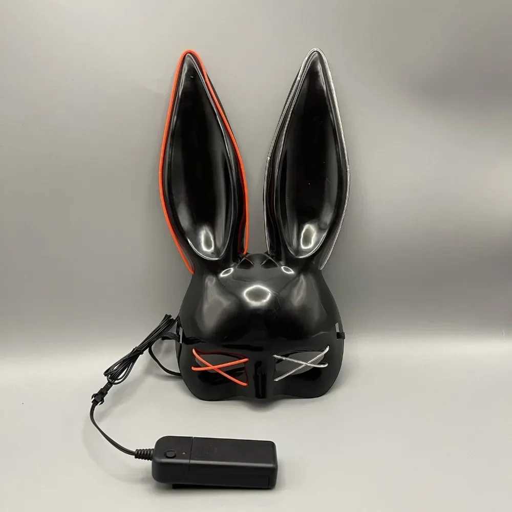 LED Rabbit Mask Sexy Rabbit Girl Mask Halloween Cute Animal Female Half Face Luminous Mask Role Playing Prop Cool Appearance Y241101