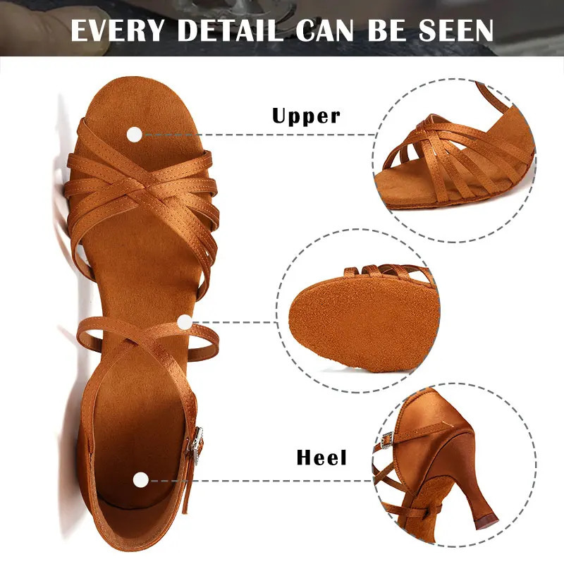 SWDZM Women Latin Dance Shoes High Heels Tango Party Dance Shoes For Girls Ladies Satin Salsa Sandals Dancing Ballroom Shoes 241101