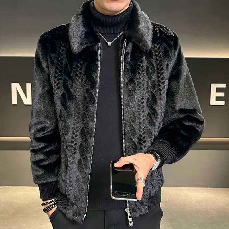 Mens Faux Leather Jacket Men Plush Thick Coat European Style Faux Leather Jacket Men Fur Coat Jaqueta De Couro MasculinaXJ241102