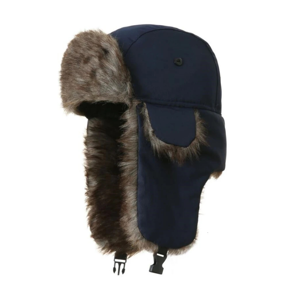 Connectyle Hunting Hat A warm faux fur winter hat with ear flaps windproof and waterproof suitable for men women and cold weather skiing hats 241031