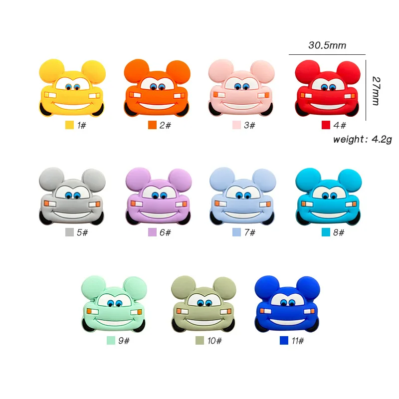 5pcs Automobile Silicone Beads BPA Free TOY new Baby Accessories Children Toys Beads Items Care Tools Teethers Dental 2025 Mother Kids