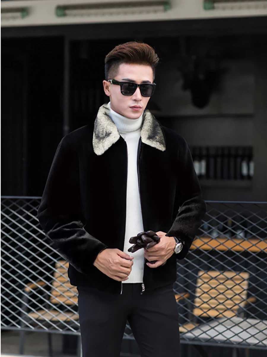 Mens Faux Fur Coat Korean Fashion Slim Fit Clothing Winter 2022 New Fluffy Warm Coat Casual Male Top Thermal Jackets T262XJ241102