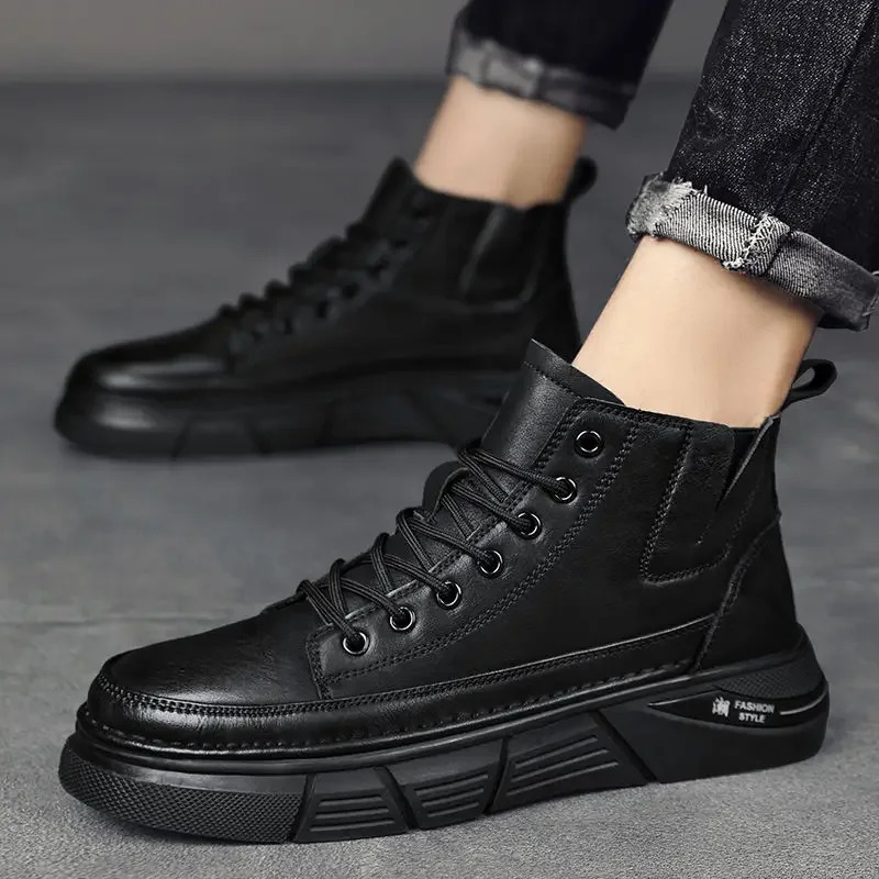 Vintage platform mens boots lace mens shoes Y2k offers size 45 high-quality classic anti slip trend 2025 retro 241031