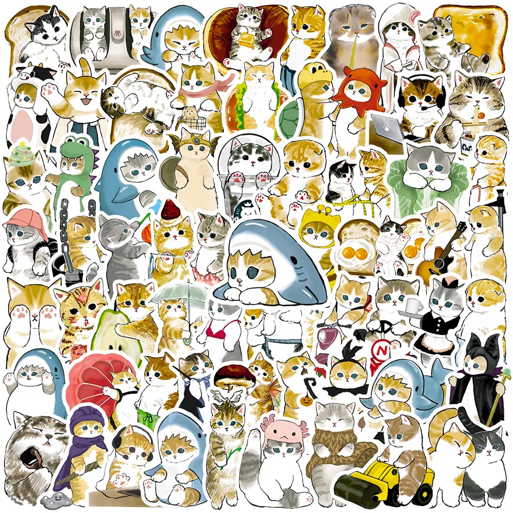 50/100pcs Cute Cat Stickers Laptop Pad Phone Lage Guitar Fridge Diary 2025 Scrapbooking Bottle Kawaii new Decal Sticker for Kids Toy