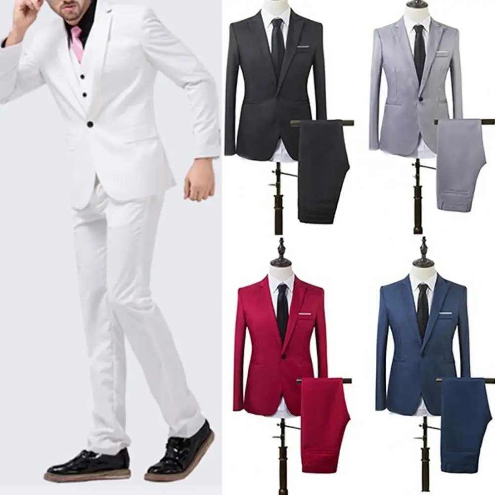 One Button Suit Soft Wellknit Handsome Slim Fit Business Leisure Tailored Wide Application 241024